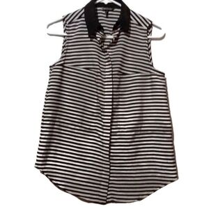 Black‎ & White Striped Sleeveless Top XSmall